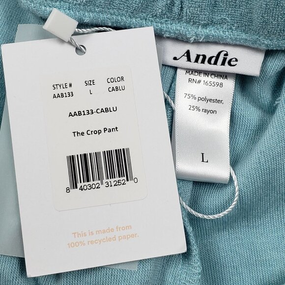 Andie Swim The Crop Pant Women's Large Cabana Blue Cover-Up Lounge & Resort Wear - Picture 2 of 16